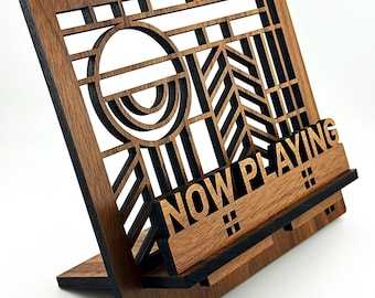 Supporto Per Dischi In Vinile 'Now Playing' – Legno Di Pino Massello, Vintage Marrone/Oro, 15x9x6,5 Cm - 4