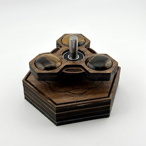 Levitating Fidget ELITE Spinner Triforce - Real Walnut Wood & Gemstones