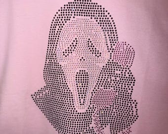 Ghostface with Phone Full Rhinestone Heat Transfer READY TO SHIP to be pressed *Not a template*