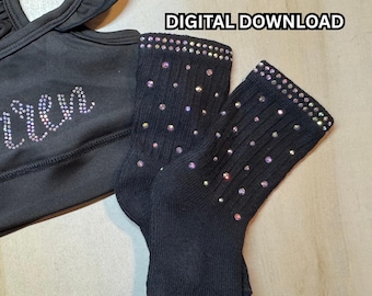 Strass-Cheerleader-Söckchen (Mini-Socken) – Digitaler Download (SVG) für Silhouette und Cricut