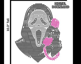 Ghost Face phone Halloween Rhinestone Cheer DIGITAL download svg for silhouette and cricut sizing