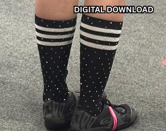 Strass-Cheerleader-Socken – Digitaler Download (SVG) für Silhouette und Cricut (Größenanpassung)