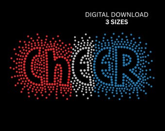 Strass-Cheer-Motiv – Digitaler SVG-Download für Silhouette und Cricut – 3 Farben oder einfarbige Füllung