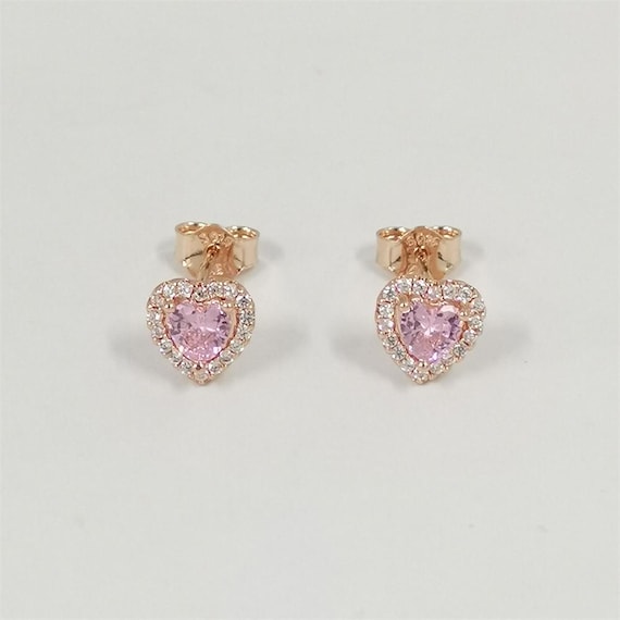 Pandora Pink Elevated Heart Stud Earrings - Etsy