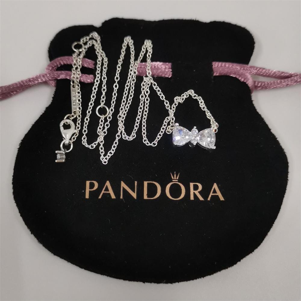 Pandora Sparkling Bow Necklace 45cm