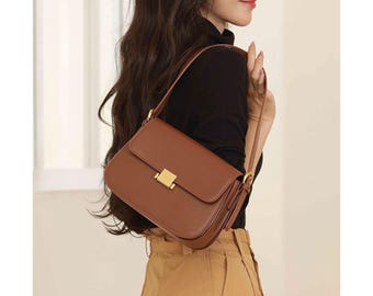 Handmade Brown Leather Crossbody Bag: Women's Shoulder Bag