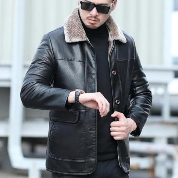 Giacca bomber in pelle nera nuova fatta a mano, giacca in pelle di