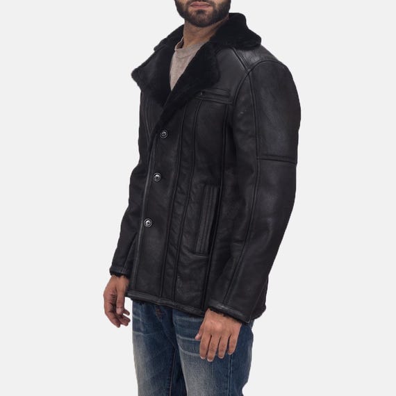 Handgefertigte Neue Furriff Double Face Shearling Ledermantel