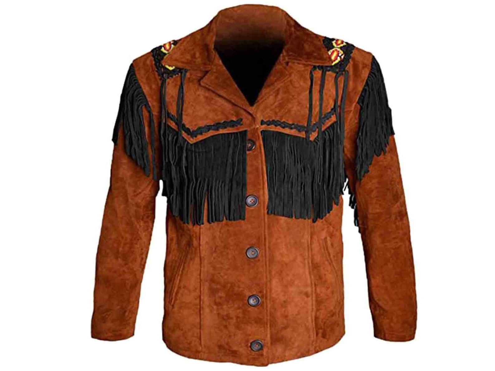 Handmade New Men’s Western Leather Jacket With Beads Fringes New ...