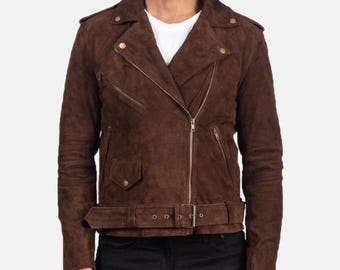 Handmade Suede Leather Biker Jacket: Men's Western Goat Skin Coat