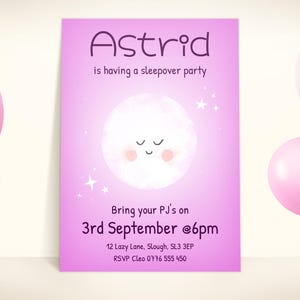 Editable Sleepover Party Invitation: Girl&#39;s Birthday Invite (Digital Download)