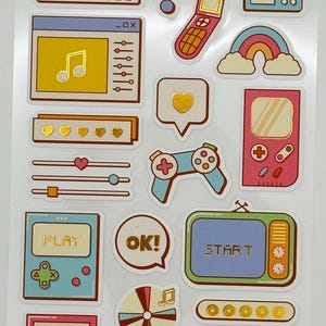 Stickii - Hoja de pegatinas de videojuegos retro: pegatinas de gamer bonitas y coloridas para portátiles, diarios, fundas de teléfono y mucho más.