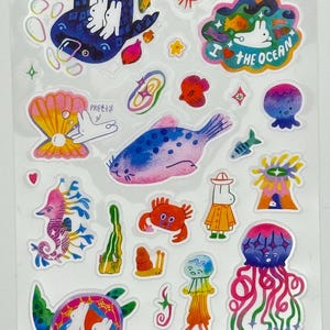 Stickii - Under the Sea Sticker Sheet mit Meerestieren für Planer, Scrapbooks, Laptops & Journals