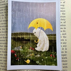 autocollant fantôme de jour de pluie | Autocollant amovible en vinyle | Sticker pour ordinateur portable | autocollant drôle | autocollant mignon | Tableau fantôme | Parapluie Fantôme