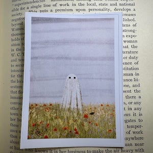 Mohnblumenfeld Geister Aufkleber | Wieder ablösbarer Vinyl Aufkleber | Laptop Aufkleber | Lustiger Sticker | Niedliche Sticker | Gespensterbild | Mohnblumen-Geist
