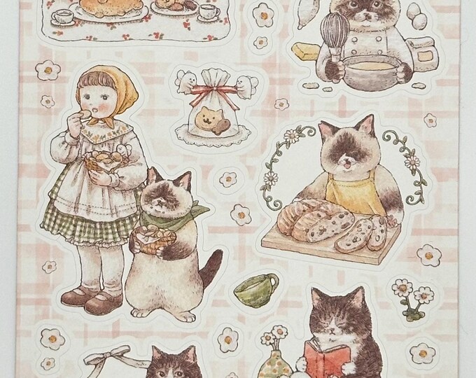 Stickii - Adorable Cat-themed Sticker Sheet – Cute Kawaii Cat Stickers ...