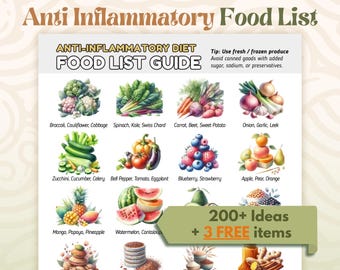 Anti-Inflammatory Food List, Anti Inflammatory Meal Plan, Anti-Inflammatory Diet Food Guide, Anti Inflammatory Grocery List, Gut Health