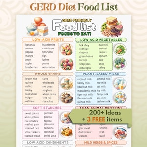 Gerd Food List, Gerd Diet Plan, Gerd Grocery List, Acid Reflux Food Chart, Acid Reflux Food List, Gastritis, Acidic Food List