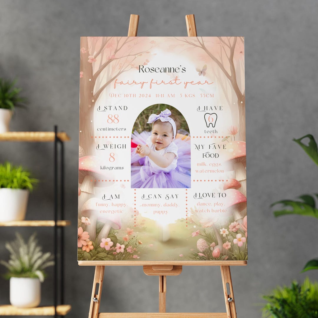 Fairy First Birthday Milestone Board Birthday Girl First Birthday ...