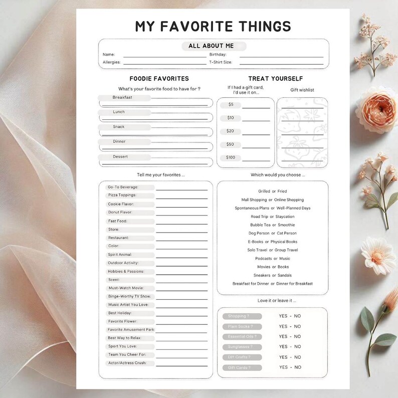 Favorite Things List, Employee Favorites List, Teacher Favorites List ...