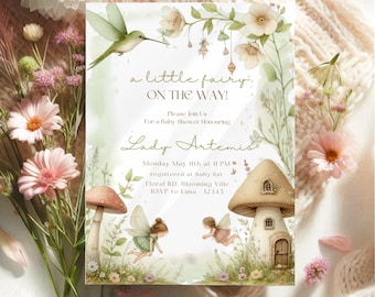 Fairy Baby Shower Invitation, Fairy Garden Baby Shower, Enchanted Forest Baby Shower Invitation Templates, Enchanted Fairy Baby Shower