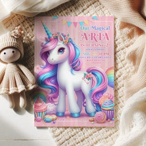 unicorn birthday invite for girls birthday unicorn invitation template, pastel unicorn invitation, rainbow unicorn invite