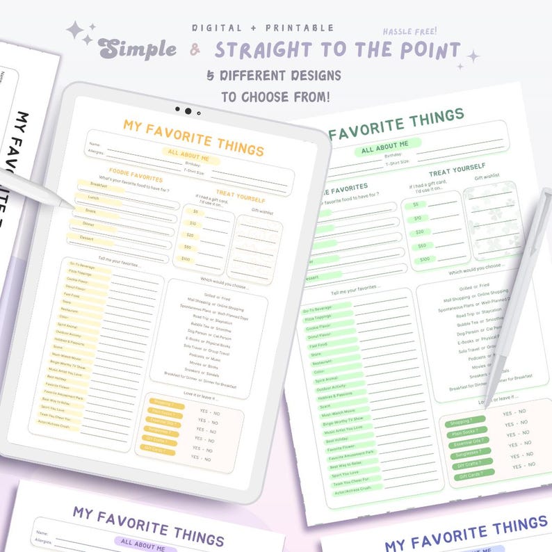 Favorite Things List, Employee Favorites List, Teacher Favorites List ...