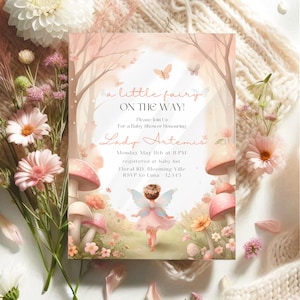 Fairy Baby Shower Invitation, Fairy Garden Baby Shower, Enchanted Forest Baby Shower Invitation Templates, Enchanted Fairy Baby Shower