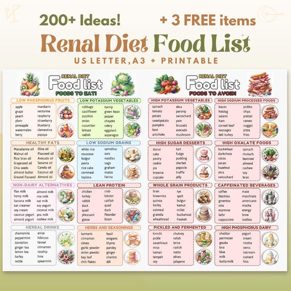 Renal Diet Chart, Kidney Friendly Diet, Renal Diet Food List, Kidney Disease Food List, Kidney Diet Chart, Kidney Health, ckd Stage 4 Food