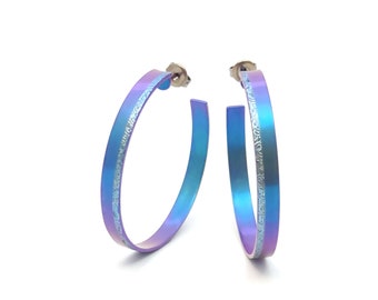 Big Titanium Creole earrings, very light and absolutely allergy free! Available in 5 colours.