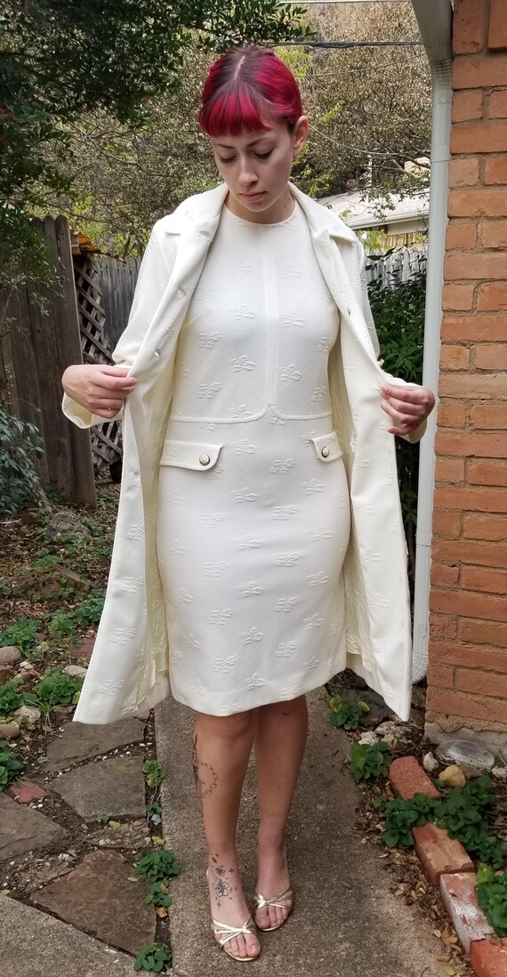 ivory coat dress Ivory Dress Coat in Summer Brocade with Cord Trim and Frogging