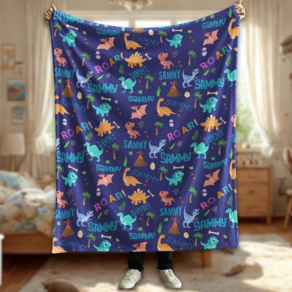 Personalized Dinosaur Blanket - Fleece Blanket - Miles Kimball