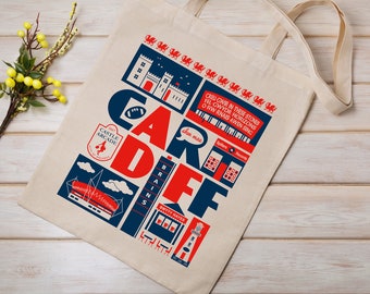 Cardiff Wales shopping cotton tote bag