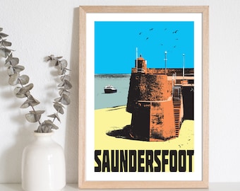 Saundersfoot Pembrokeshire Wales A4 print