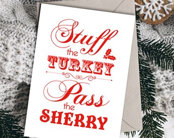 Turkey & sherry Christmas card