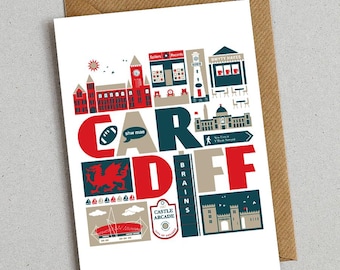 Cardiff Wales greetings card