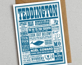 Teddington Richmond London facts greetings card