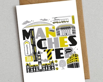 Manchester England UK greetings card