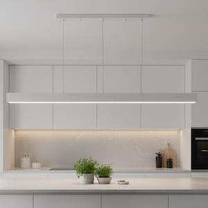 LineaVolans — Lámpara colgante lineal, luminaria para comedor, lámpara colgante de hormigón, lámpara larga para isla de cocina, LED, regulable