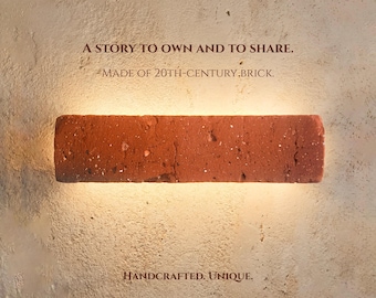 Lux Lateris — Lámpara de pared de estilo brutalista vintage, aplique industrial de ladrillo recuperado, luz rústica hecha a mano, luminaria arquitectónica