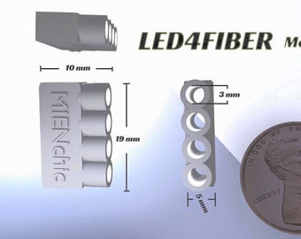 Adaptadores LED4FIBER MIENchic (paquete de 3) con entrada de LED de 3 mm y salidas de fibra de 3 mm