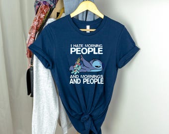 Stitch I Hate Morning Shirt, Disney Stitch Hoodie, Lilo And Stitch Sweatshirt, Disney Movie Shirt, Gifts For Her, Disney Funny Tee