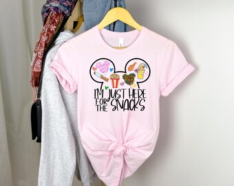 Camiseta "Solo estoy aquí por los bocadillos", sudadera con capucha de Disney para familia y pareja, camiseta de Disney para jóvenes y niños pequeños, camiseta a juego de Disney, sudadera con capucha de Disney