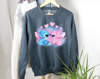 Lilo and Stitch Love-shirt, Love and Stitch-sweater, Disney Lilo and Stitch-hoodie, Lilo and Stitch-valentijns-T-shirt, Disney-T-shirt