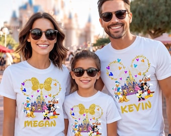 Customized Disney Mickey Minnie Shirt, Personalized Disney Shirts, Disneyworld Family Shirts, Disney Castle Family Shirt