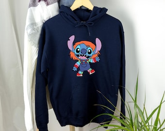 Stitch Chucky hoodie, Lilo & Stitch-trui, Stitch Halloween-sweatshirt, Disneyland Family-shirt, Disney Chucky-T-shirt, Halloween-T-shirt