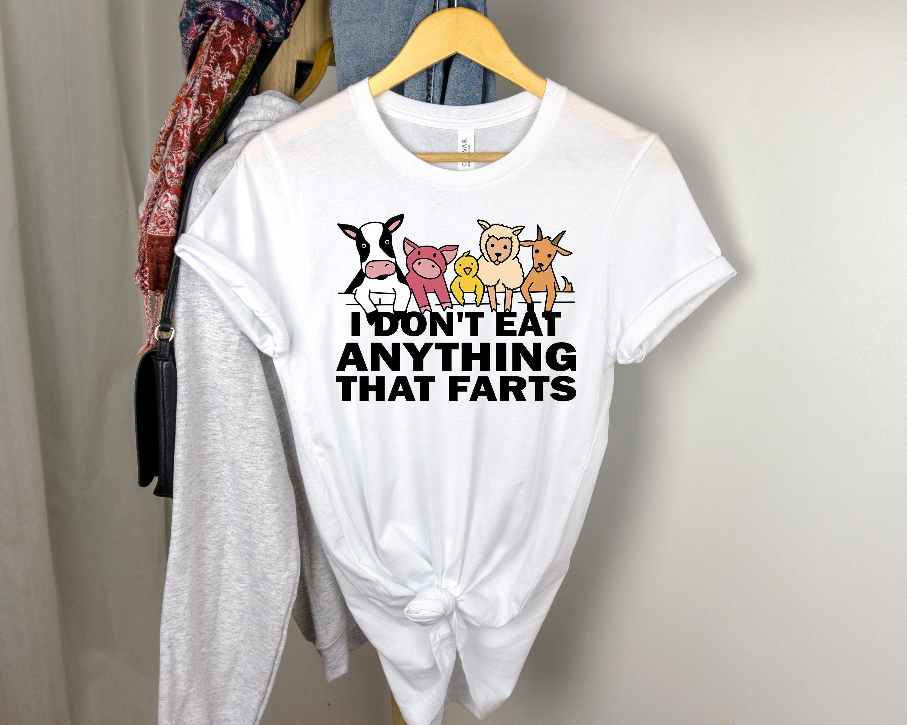 Chemise végétalienne, sweat-shirt végétalien, T-shirt végétalien, sweat à capuche cadeau pour amoureux des animaux, pull végétarien, je ne mange rien qui pète, t-shirt végétarien