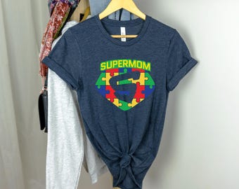 Shirt Autism Supermom, Autisme T-shirt, Autisme T-shirt, Super Mama Autism-sweater, Autisme-hoodie, Autism Awareness-shirt, Autisme-hoodie