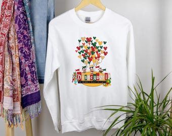 Camiseta con globo de Disneyworld, sudadera con capucha con globo de Mickey, camiseta del lugar más feliz de la Tierra, sudadera de Disneyland, camiseta de Disney World, familia Disney