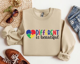 Verschillend is mooi autisme shirt, autisme T-shirt, autisme T-shirt, autisme sweater, autisme hoodie, autisme bewustzijn shirt, autisme cadeau